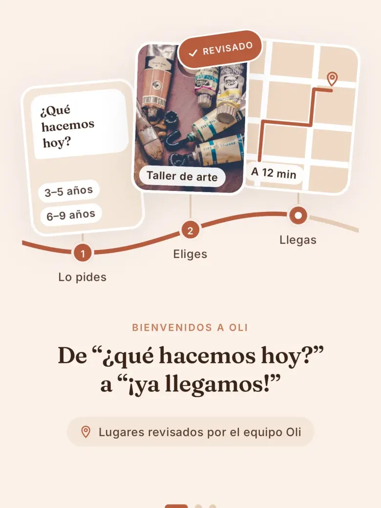 Bienvenida de Oli: De “¿qué hacemos hoy?” a “¡ya llegamos!”, con los pasos Lo pides, Eliges, Llegas