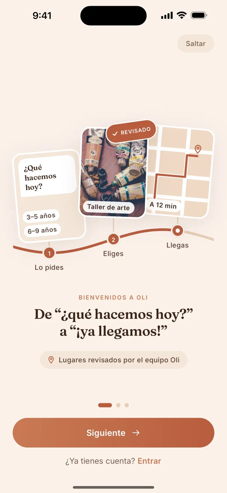 Bienvenida de Oli: De “¿qué hacemos hoy?” a “¡ya llegamos!”, con los pasos Lo pides, Eliges, Llegas
